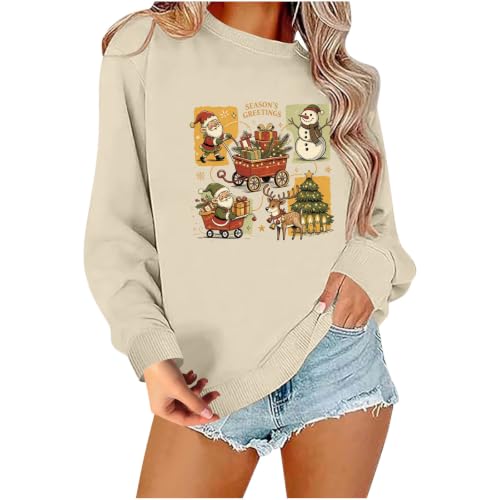 Ssuyeuri Christmas Sweatshirts for Women Santa Xmas Tree Crewneck Pullover - image 6