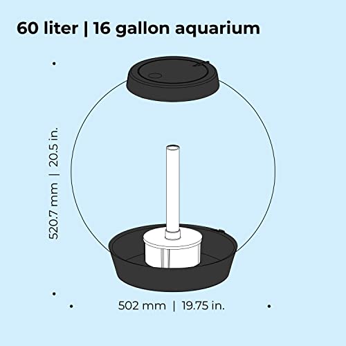 Image of biOrb Classic 60 Acrylic 16-Gallon Aquarium with Multi-Color Remote-Controlled LED Lights Modern Tank for Tabletop Display, Black