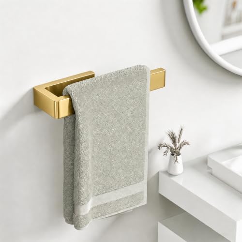 Image of HUFEEOH Wall Mount Towel Holder, Stainless Steel Bathroom Towel Bar, Drill-Mounted Heavy Duty Towel Rack for Kitchen, Bathroom & Laundry