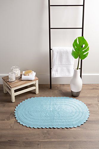 image for DII Ultra Soft Spa Cotton Crochet Oval Bath Mat or Rug Place in Front 