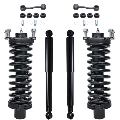 Image of Detroit Axle - 6pc Struts Shocks Kit for Jeep 2002-2007 Liberty 2 Front Struts w /Coil Spring 2 Rear Shock Absorbers 2 Front Sway Bars 2003 2004 2005 2006 Replacement Suspension [Not for Diesel Models]