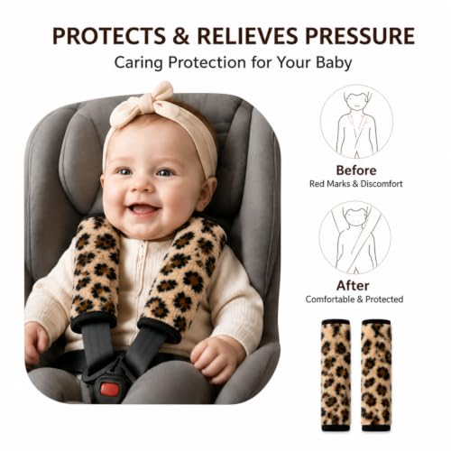 Image of 6 Pieces Car Seat Strap Pads Covers for Baby Kids, Carseat Strap Covers Shoulder Pads, Soft Seat Belt Cover for Infant Stroller Safety Belt Cushion, 2.4 x 5.7 Inches (Multicolor)