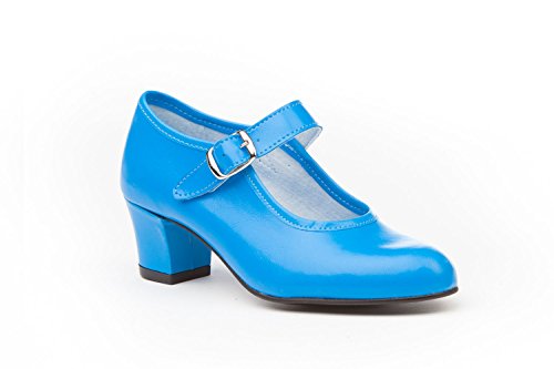 ANGELITOS Zapatos Flamenca Para Niña y Mujer, Mod. 302, Calzado Made In Spain (33, Turquesa)