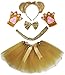 Petitebella Combined Cute Animals Headband Bowtie Tail Tutu 5pc Girl Costume 1-10y (Lioness, 1-5 Years)