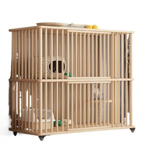 AOPIPI 猫ケージ、猫小屋、楕円形/方形、2/3段、木製フレーム、広々、大容量、大型、はしご付き、脱走防止、組み立て簡単、多頭飼い家庭向け、家庭用、あらゆる成長段階の猫に対応 (A-四角,2階)