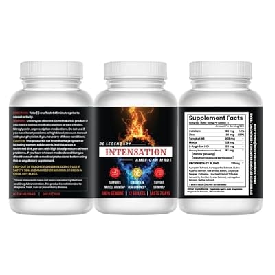 INTENSATION - Male Supplement - All Natural Stamina Support - Last Longer - Increase Size, Strength & Stamina - Improve Energy Level - Optimize Vitality - 12 Tablets