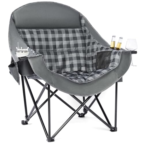 Oversized Camping Chairs for Adults - Heavy Duty Padded Outdoor Folding...