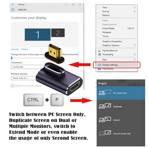 Adaptateur HDMI 2.1 magnétique 8K droit à angle vertical 90 degrés robuste - 3