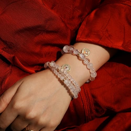 Image of Five Elements 18K Gold Vermeil 3 Layered Crystal Gemstone Beads Bracelet & Necklace for women Solid 925 Sterling Silver 18K Gold or White Gold Plated jewelry