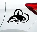 Sticky Bomb Orca Heart Decal Whale Fish Ocean Life Vinyl Decal Sticker Premium Quality Vinyl Black F
