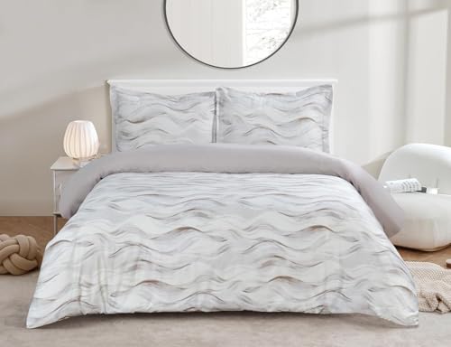Majestic Giftware Madison Linen 4 Pcs 48" Twin Size Bedding Set (BL511-48T-4pcs) Woven Woods 300 TC 100% Cotton Sateen | 1 Fitted Sheet, 1 Duvet, 2 Pillowcases - Lux Collection