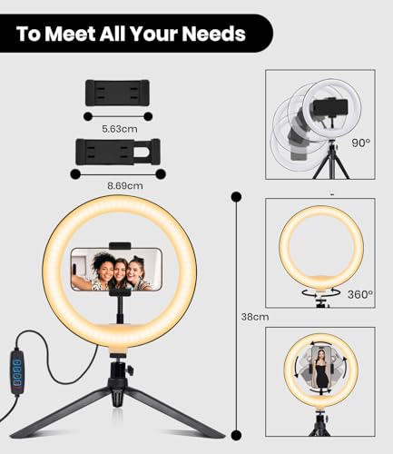 Ring Light 10" avec trépied de table et télécommande pour smartphone