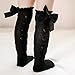 POLG Toddler Baby Girls Solid Knee-High Socks Kids Girl Mid-Calf Length Princess Sock Fashion Warmer Bow Stockings (Black, 3-5 Years)