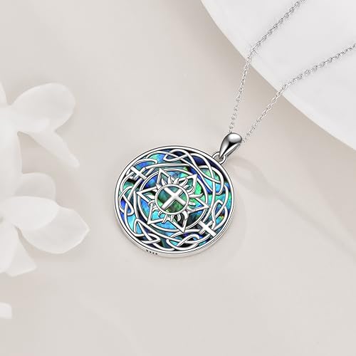 Triple lune celtique argent de prestige et collier nacre d'ormeau véritable - 3