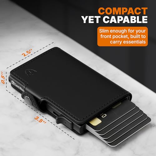 Conceal Plus Mens Wallet Card Holder, Smart Pop Up RFID Blocking Wallet, Slim Minimalist Leather Front Pocket Card Case, 6-10 Card Capacity Plus Cash Slot & ID2