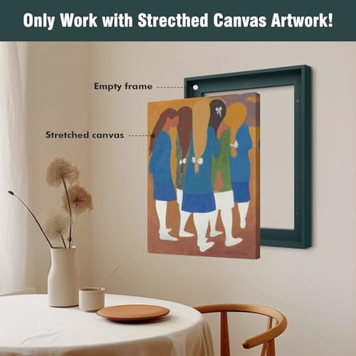 Image of 8x8 Canvas Floater Frame for Boho Art Prints,0.9 inch Deep,Dark Green