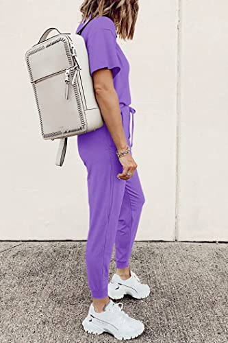 PRETTYGARDEN Women's Two Piece Sets 2025 Summer Spring Jogger Pants Travel Vacation Lounge Outfits Airplane Matching Clothes