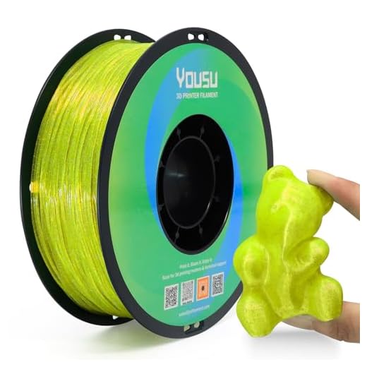 YOUSU Transparent Galaxy Glitter TPU Filament 1.75mm, 95A (42D) Flexible 3D Printer Filament, Transparent Clear Yellow Galaxy with Starry Sparkle Effect, 1KG (2.2lbs) Spool, Fit Most FDM 3D Printers