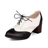 YYCHER Chaussures richelieu vintage en cuir à lacets avec bout golf pour femme (couleur : noir, taille : 39)