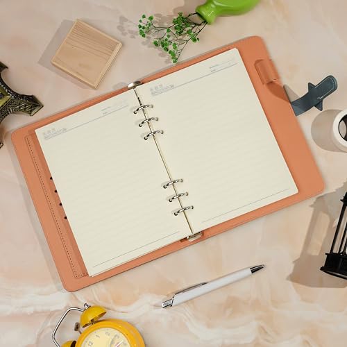Image of A5 Leather Diary for Men & Women | Premium Refillable Ring Binder Notebook with 150 Ruled Pages | Magnetic Closure Office Diary, Planner, Personal Journal & Writing Notebook