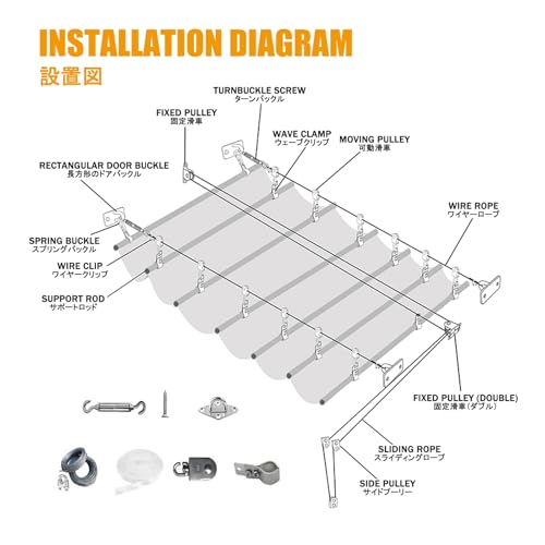 Auvent Wave Canopy pergola rétractable bâche imperméable en U terrasse
