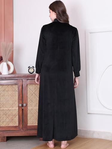 Image of Secret Wish Solid Velvet Maternity Nighty Full Length