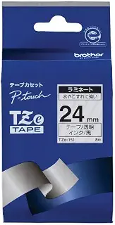 【brother純正】 ブラザー工業(Brother Industries) ピータッチ ラミネートテープ TZe-151 幅24mm (黒文字/透明)