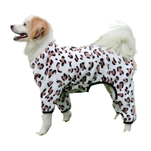 DRYYHEML(小さな店)小型・中型犬用の冬用犬服、厚手で暖かい綿素材の犬用服、四足用の服、ペット用の服、犬 服 つなぎ (ヒョウプリント,M)
