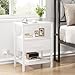DUMOS Bedside Table with Charging Station and Adjustable Fabric Drawer Compact Nightstand 3-Tier Storage Organizer End Table for Bedroom,White