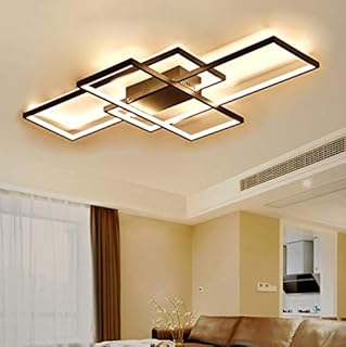 LED Modern Dimmable Ceiling Lights Dining Living Room Light Chic Square Design Ceiling Lamp Acrylic with Remote Control Chandelier for Bedroom Kitchen Island Hallway Bathroom Decor Wall Lighting Black
