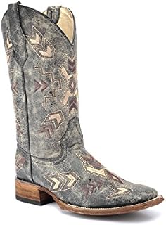 Corral Circle G Women's Distressed Arrowhead Cowgirl Boot Square Toe Black 8 M