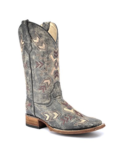 Corral Circle G Women's Distressed Arrowhead Cowgirl Boot Square Toe Black 8 M