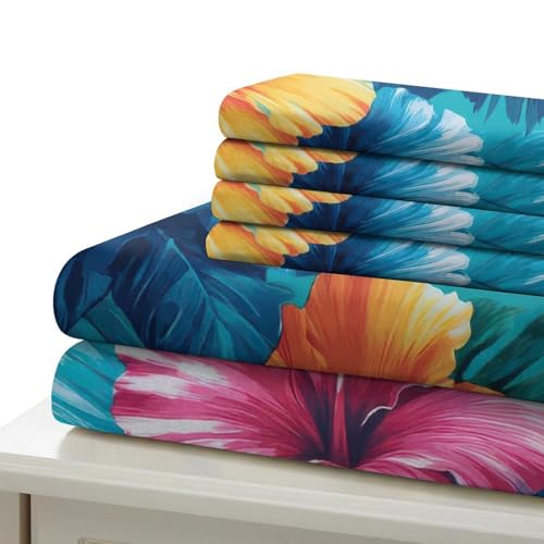Parure de lit fleurs tropicales 140x200cm avec housse de couette microfibre pour enfant - 7