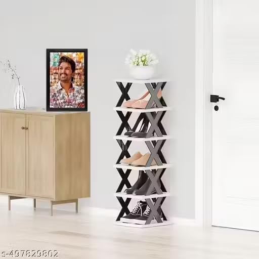 Image of STELITE Plastic Shoe Rack for Home - Stackable & Shoe for Entryway & Corners | Shelf for Slippers & Sandals | Easy to | Durable Grey Shoe Storage Unit (Grey, 3 Layer Shoe Rack)