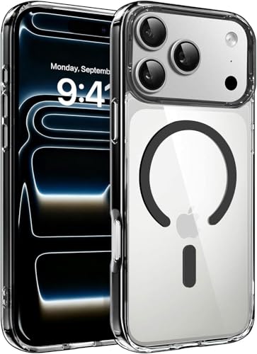 Image of VONZEE Translucent Clear Back Cover Compatible with (iPhone 17 Pro Case)(2025), PC Shockproof Scratch Resistant, Non-Yellowing, Support Mag-Safe Wireless Magnetic Charging - Black|6.3''