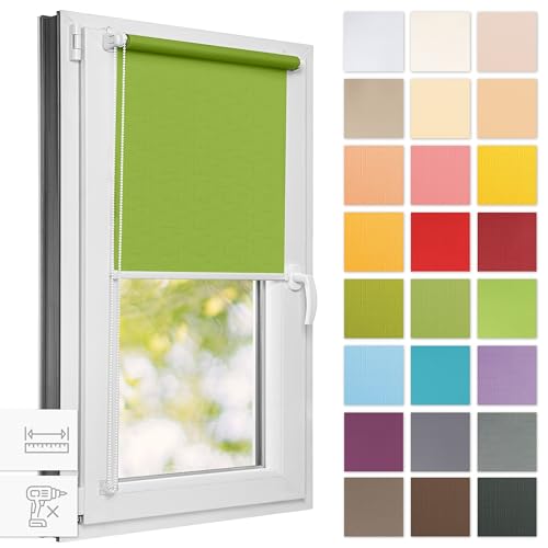 Estika Store Enrouleur sans percage - Green de Printemps 2-70 x 120 cm - Bloque 50-60% de la Lumière, Stores intérieurs pour Porte ou Fenetre