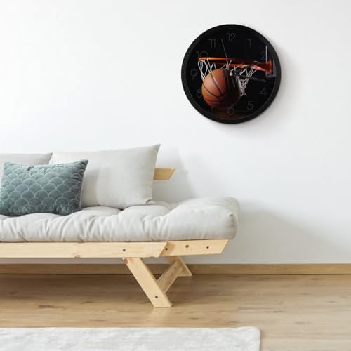 Horloge murale à piles basket-ball silencieuse et grande