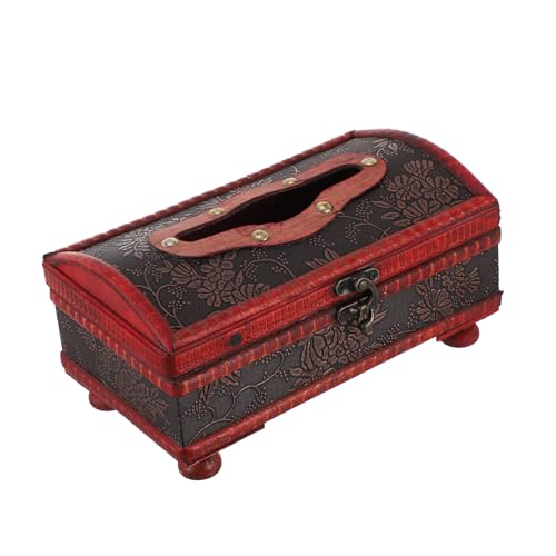 TOYZFRIENDY Caja de Pañuelos de Madera Vintage Decorativa con Diseño Retro Tapa Elegante y Resistente Soporte para Tissues para Hogar Oficina y Decoración de Escritorio