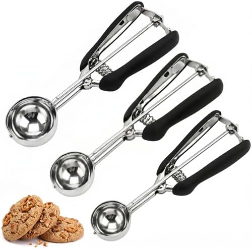 Cookie Scoop Set, 3Pcs Ice Cream Scoop, Cookie Scoops for Baking ...