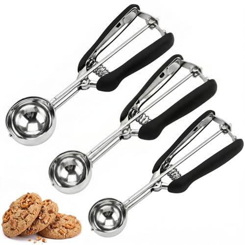 Cookie Scoop Set of 3 Stainless Steel Ice Cream & Cookie Scoops
