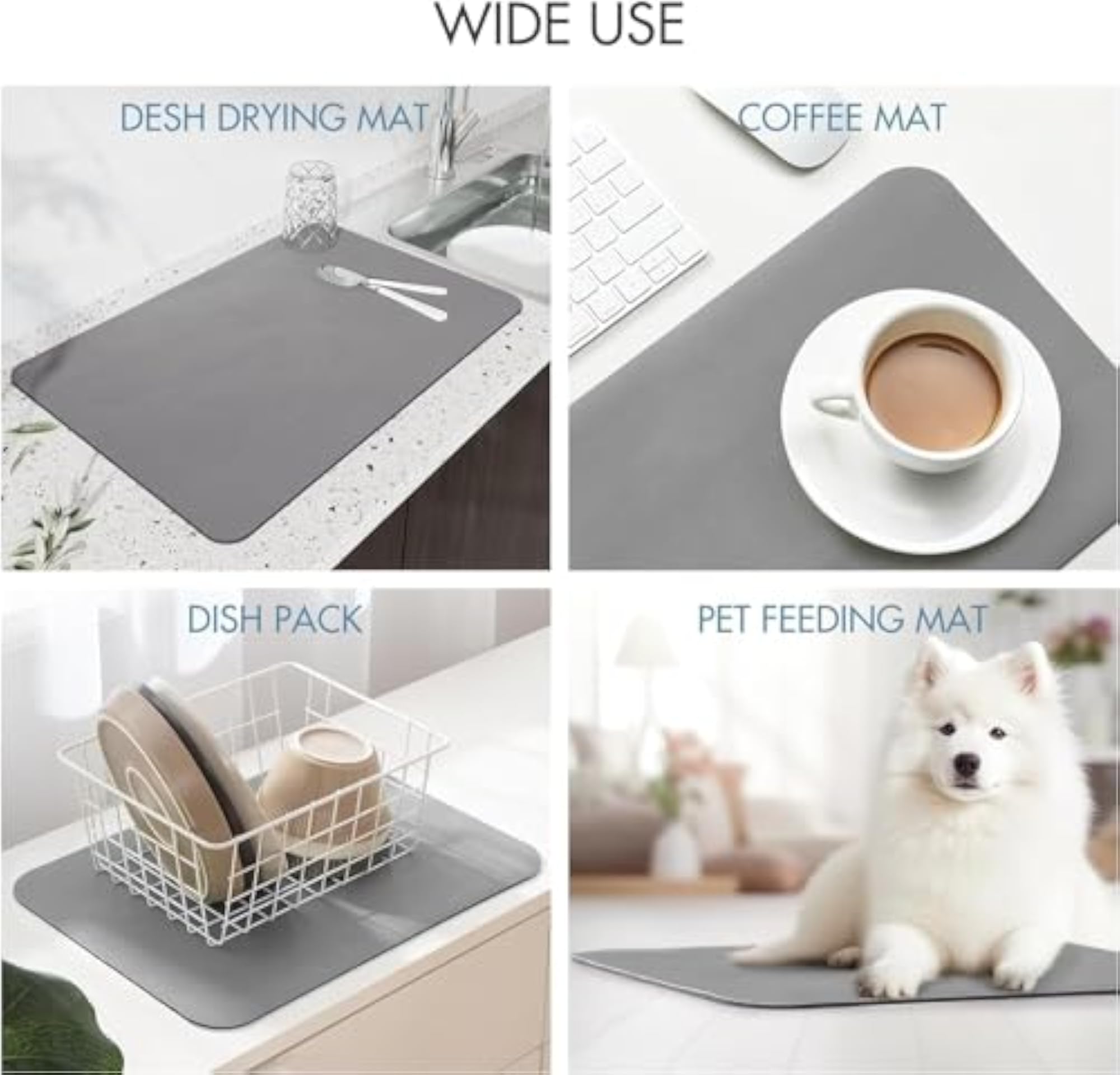 Absorbent Non-Slip Kitchen Draining Mat for Wet Utensils