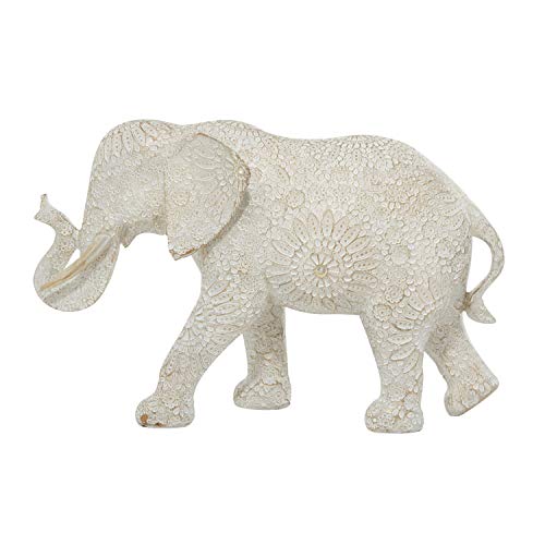 Escultura Decorativa de Elefante Polystone Blanca 14 x 5 x 9 in miniatura 4