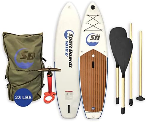 Inflatable Sport Board AIRBO 10.6' Premium Inflatable Stand Up Paddle Board & Kayak with ISUP Backpack - Double Action Pump - 4 Piece SUP Kayak Paddle