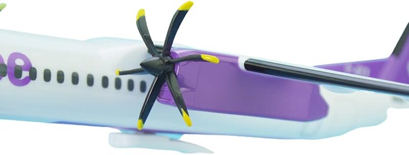 AeroClix Model Airplane Flybe 1/100 Scale Plane Bombardier Dash8-400 Q400 Model for display with stand, push together Model Aircraft for collectors