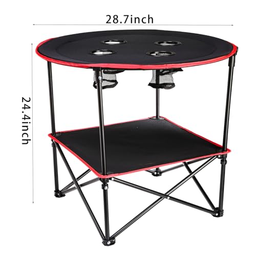 SOUJOY-Portable-Camping-Table-Folding-Picnic-Table-Canvas-Waterproof-Travel-Beach-Tables-with-4-Cup-Holder-for-Outdoor-Barbecue-Fishing-Campfires-and-Tailgating