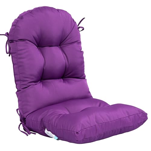 Image of QILLOWAY Outdoor High Back Chair Cushion for Adirondack, All Weather Rocking Chair Cushions Thick Padded Replacement for Patio Furniture,Purple