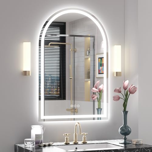 Image of 24x36 Inch Arched LED Mirror for Bathroom