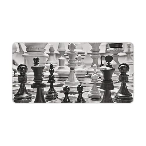 Protector para escritorio con diseño ajedrez blanco y negro, grande, antideslizante miniatura 1