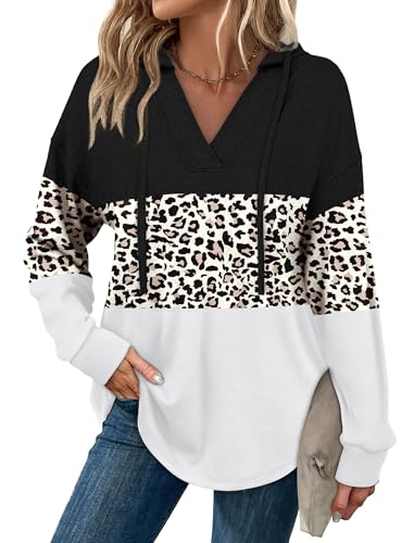 Image of Sampeel Hoodies for Women Trendy Fall Fashion 2025 V Neck Oversized Sweatshirt Plus Size Tops Clothes