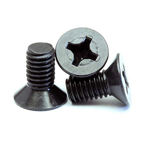 MonsterBolts - M4 x 20mm Phillips Flat Head, DIN 965, Alloy Steel, Black Oxide, 10 Pack